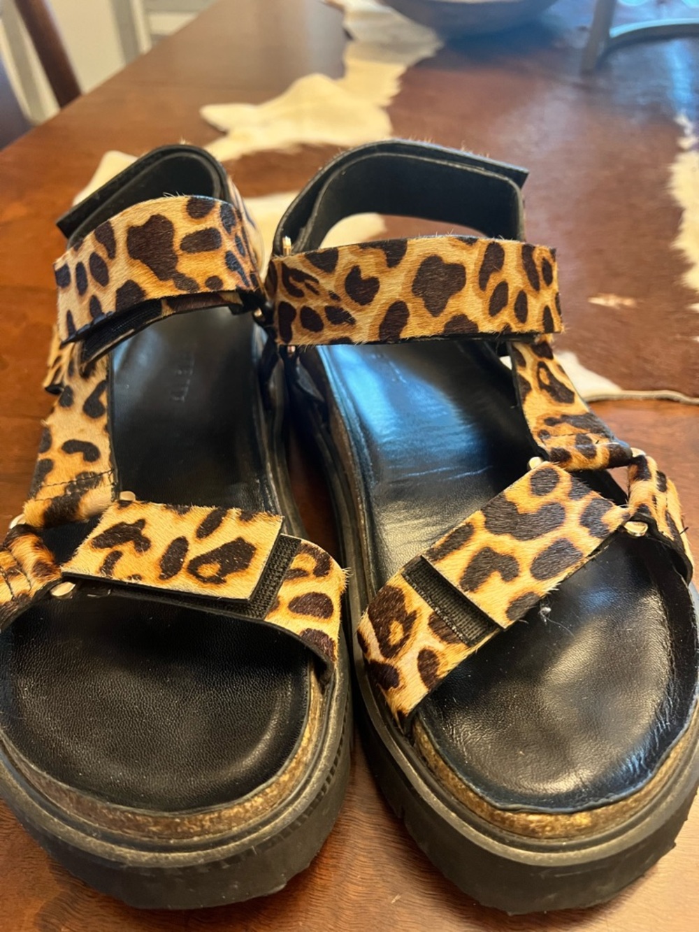 Leopard Print Platform Sandals - Women